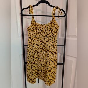Topshop Sleeveless Floral Yellow Mini dress